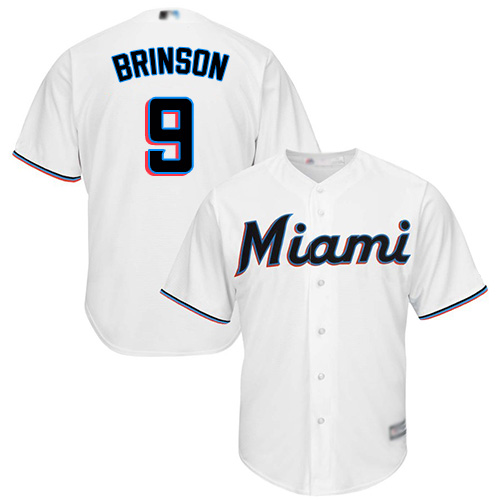 Miami Marlins #9 Lewis Brinson White Cool Base Stitched Youth Jersey Youth