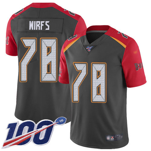 Tampa Bay Buccaneers #78 Tristan Wirfs Gray Men's Stitched Limited Inverted Legend 100th Season Jersey Men's