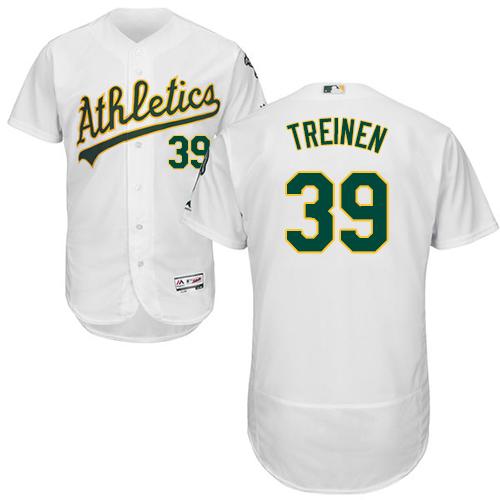 Oakland Athletics #39 Blake Treinen White Flexbase Authentic Collection Stitched Jersey Men's