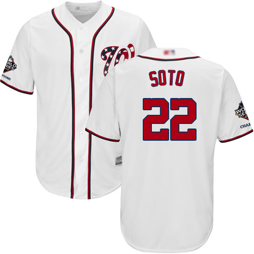 Washington Nationals #22 Juan Soto White Cool Base 2019 World Series Champions Stitched Youth Jersey Youth