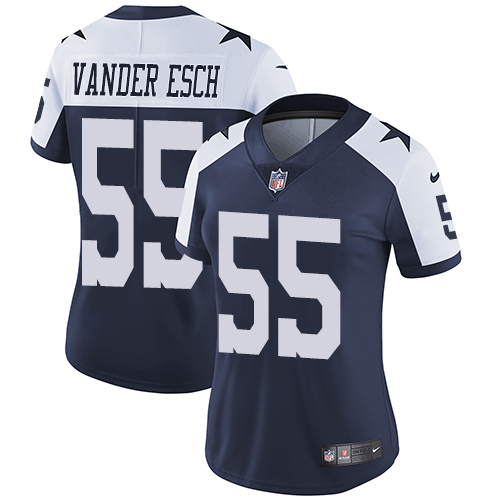Cowboys #55 Leighton Vander Esch Navy Blue Thanksgiving Women's Stitched Vapor Untouchable Limited Throwback Jersey