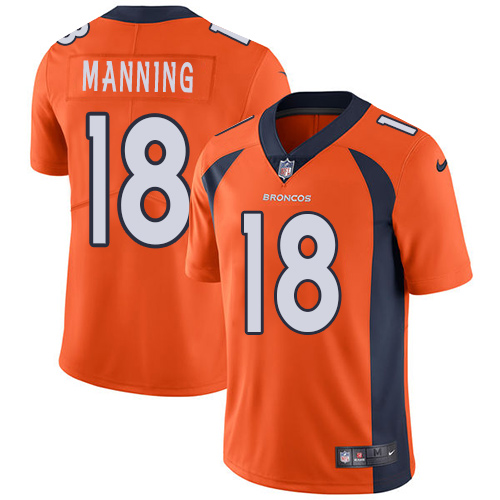 Broncos #18 Peyton Manning Orange Team Color Men's Stitched Vapor Untouchable Limited Jersey