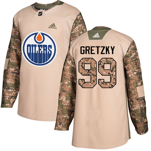 Adidas Edmonton Oilers #99 Wayne Gretzky Camo Authentic 2017 Veterans Day Stitched Jersey Men's