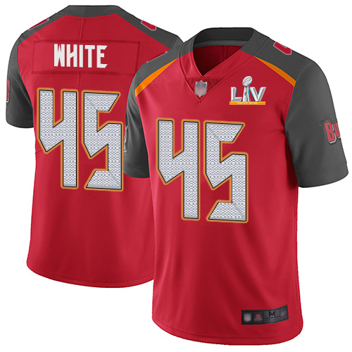 Buccaneers #45 Devin White Red Team Color Youth Super Bowl LV Bound Stitched Vapor Untouchable Limited Jersey