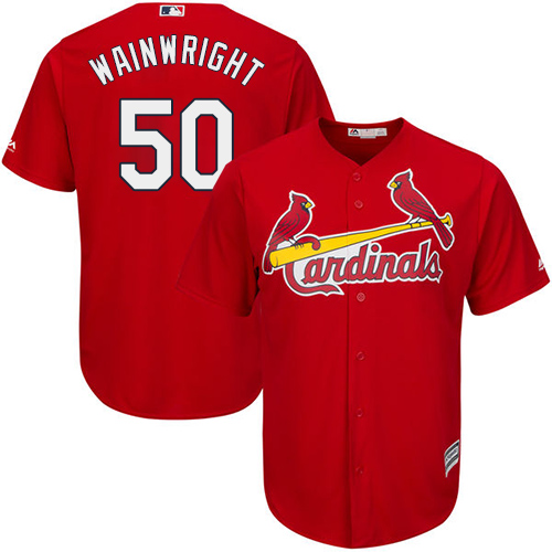 St.Louis Cardinals #50 Adam Wainwright Red Cool Base Stitched Youth Jersey Youth