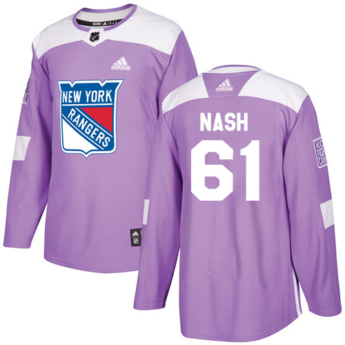 Adidas New York Rangers #61 Rick Nash Purple Authentic Fights Cancer Stitched Youth Jersey Youth