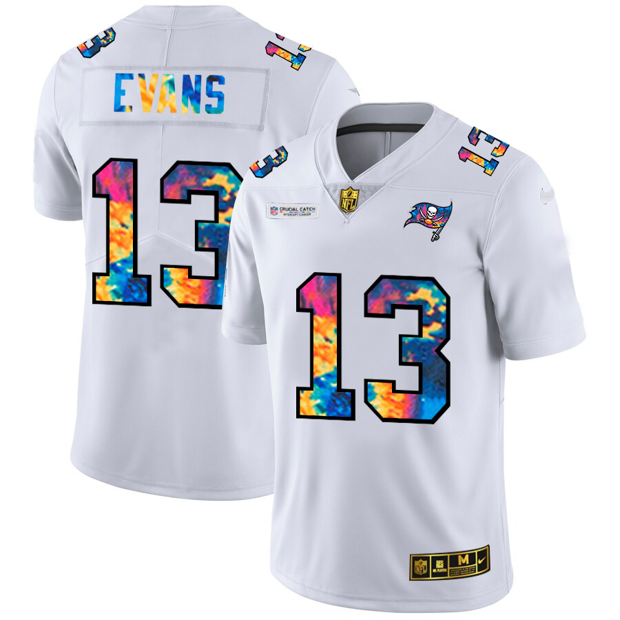 Tampa Bay Buccaneers #13 Mike Evans Men's White Multi-Color 2020 Crucial Catch Limited Jersey