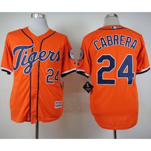 Detroit Tigers #24 Miguel Cabrera Orange Cool Base Stitched Jersey Men's