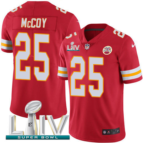 Kansas City Chiefs #25 LeSean McCoy Red Super Bowl LIV 2020 Team Color Men's Stitched Vapor Untouchable Limited Jersey Men's