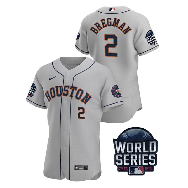 Houston Astros #2 Alex Bregman Men's 150th Anniversary 2021 World Series Authentic Jersey - Gray