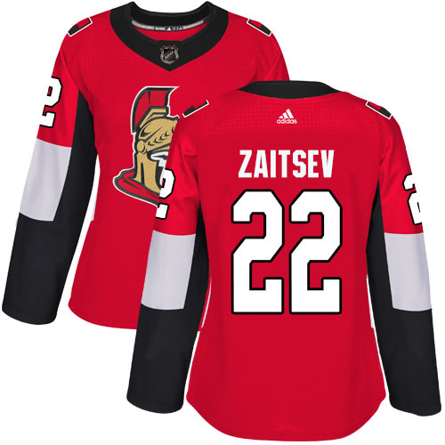 Adidas Ottawa Senators #22 Nikita Zaitsev Red Home Authentic Women's Stitched Jersey Womens