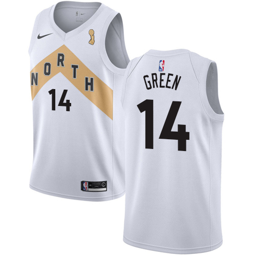 Toronto Raptors #14 Danny Green White 2019 Finals Champions Swingman City Edition 2018/19 Jersey Mens