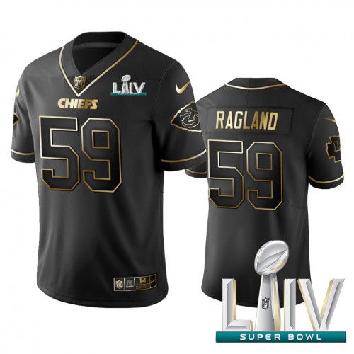 Kansas City Chiefs #59 Reggie Ragland Black Golden Super Bowl LIV 2020 Limited Edition Stitched Jersey Men's