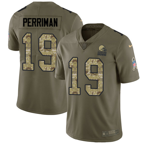 Browns #19 Breshad Perriman Olive/Camo Men's Stitched Limited 2017 Salute To Service Jersey