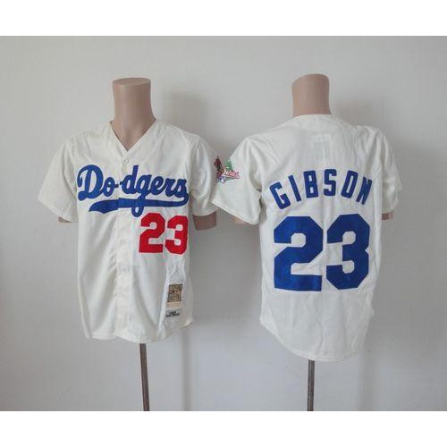 Mitchell And Ness Los Angeles Dodgers #23 Kirk Gibson Cream Throwback Stitched Jersey Men's