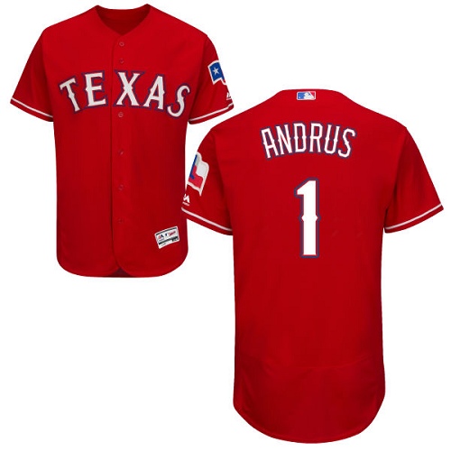 Texas Rangers #1 Elvis Andrus Red Flexbase Authentic Collection Stitched Jersey Men's
