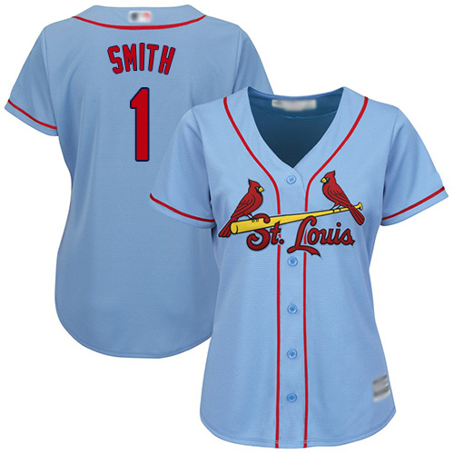 St.Louis Cardinals #1 Ozzie Smith Light Blue Alternate Women's Stitched Jersey Womens