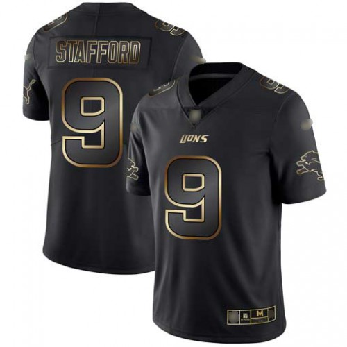 Detroit Lions #9 Matthew Stafford Black/Gold Men's Stitched Vapor Untouchable Limited Jersey Men's