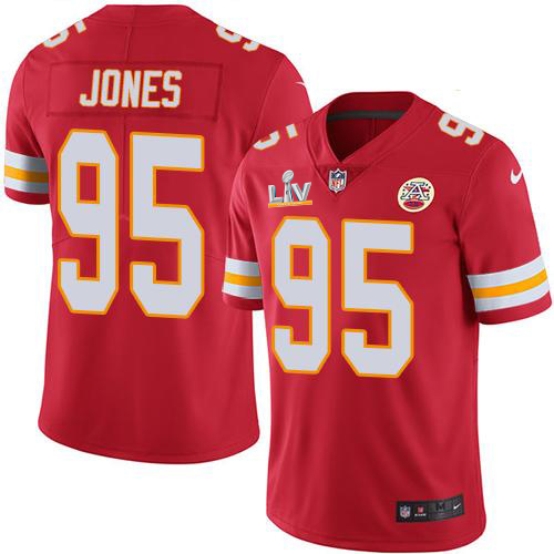 Chiefs #95 Chris Jones Red Team Color Youth Super Bowl LV Bound Stitched Vapor Untouchable Limited Jersey