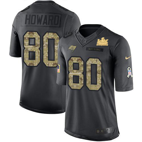 Tampa Bay Buccaneers #80 O. J. Howard Black Men's Super Bowl LV Champions Patch Limited 2016 Salute to Service Jersey Men's