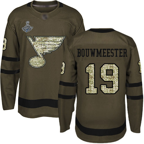 Adidas St. Louis Blues #19 Jay Bouwmeester Green Salute to Service Stanley Cup Champions Stitched Jersey Men's