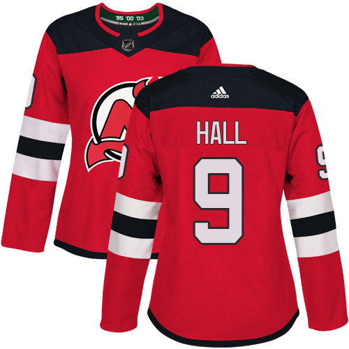 Adidas New Jersey Devils #9 Taylor Hall Red Home Authentic Women's Stitched Jersey Womens