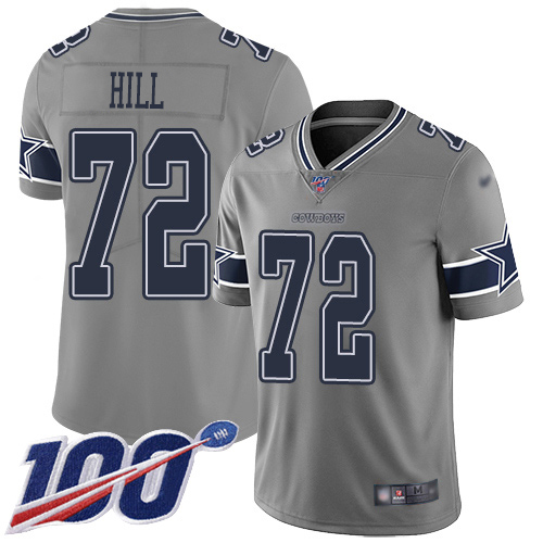 Dallas Cowboys #72 Trysten Hill Gray Men's Stitched Limited Inverted Legend 100th Season Jersey Men's