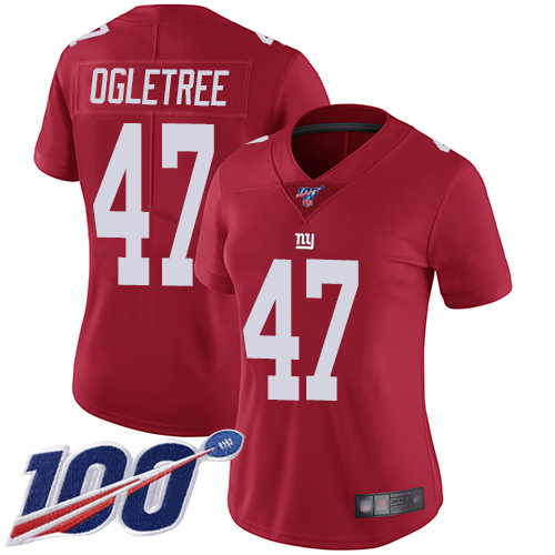 New York Giants #47 Alec Ogletree Red Women's Stitched Limited Inverted Legend 100th Season Jersey Womens