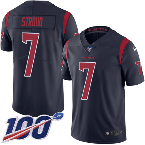 Texans #7 C.J. Stroud Navy Blue Youth Stitched Limited Rush 100th Season Jersey