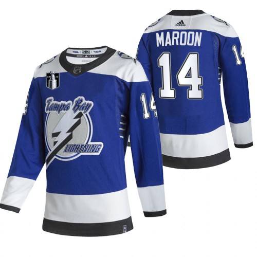 Tampa Bay Tampa Bay Lightning #14 Patrick Maroon Blue Men's Adidas 2022 Stanley Cup Final Patch Reverse Retro Alternate Jersey Men's