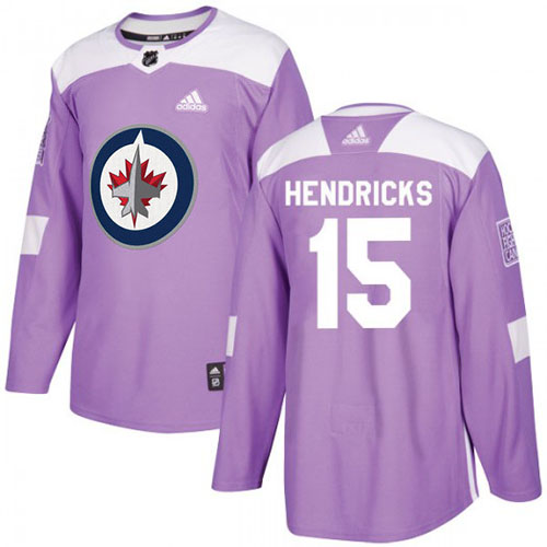 Adidas Winnipeg Jets #15 Matt Hendricks Purple Authentic Fights Cancer Stitched Jersey Men's