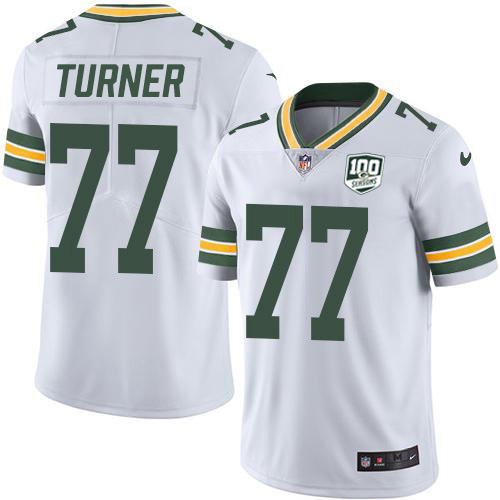 Green Bay Packers #77 Billy Turner White Men's 100th Season Stitched Vapor Untouchable Limited Jersey Men's
