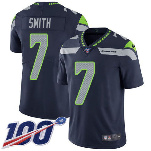 Seahawks #7 Geno Smith Steel Blue Team Color Men's Stitched 100th Season Vapor Untouchable Limited Jersey