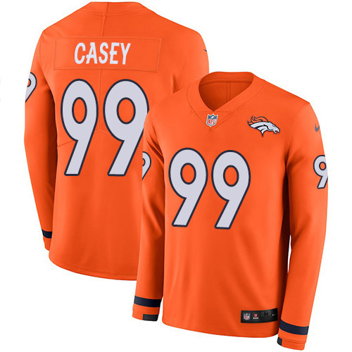 Denver Broncos #99 Jurrell Casey Orange Team Color Men's Stitched Limited Therma Long Sleeve Jersey Men's