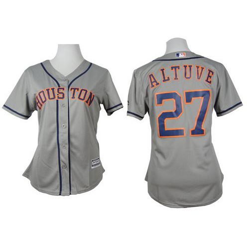 Houston Astros #27 Jose Altuve Grey Road Women's Stitched Jersey Womens