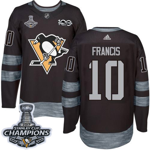 Adidas Pittsburgh Penguins #10 Ron Francis Black 1917-2017 100th Anniversary Stanley Cup Finals Champions Stitched Jersey Men's