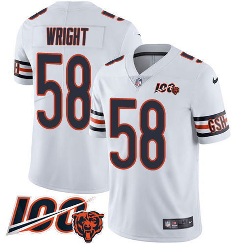 Bears #58 Darnell Wright White Men's Stitched 100th Season Vapor Untouchable Limited Jersey