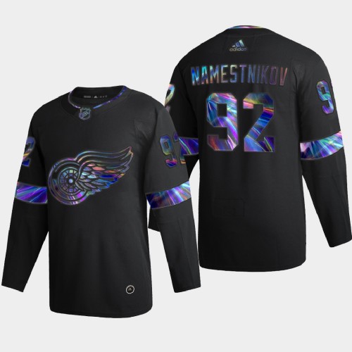 Detroit Detroit Red Wings #92 Vladislav Namestnikov Men's Iridescent Holographic Collection Jersey - Black Men's