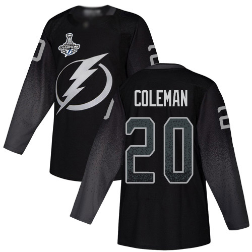 Adidas Tampa Bay Lightning #20 Blake Coleman Black Alternate Authentic 2020 Stanley Cup Champions Stitched Jersey Men's