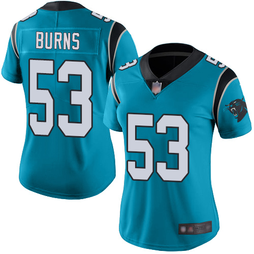 Panthers #53 Brian Burns Blue Alternate Women's Stitched Vapor Untouchable Limited Jersey