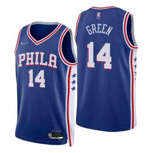 Philadelphia 76ers #14 Danny Green Royal Mens 2021-22 75th Anniversary Diamond Swingman Jersey - Icon Edition Mens