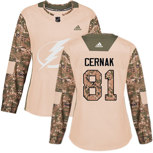 Adidas Tampa Bay Lightning #81 Erik Cernak Camo Authentic 2017 Veterans Day Women's Stitched Jersey Womens