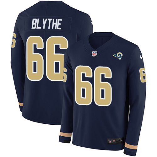 Los Angeles Rams #66 Austin Blythe Navy Blue Team Color Youth Stitched Limited Therma Long Sleeve Jersey Youth