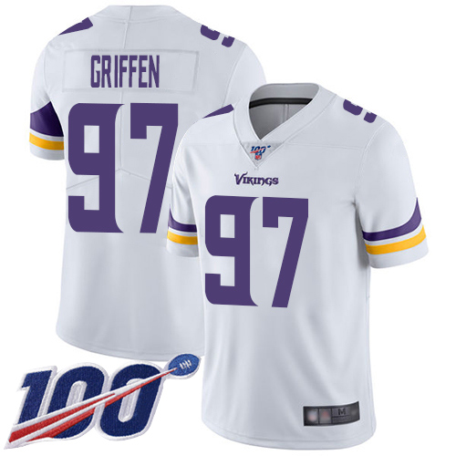 Minnesota Vikings #97 Everson Griffen White Men's Stitched 100th Season Vapor Limited Jersey Men's