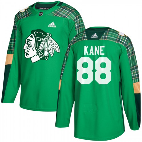 Adidas Chicago Blackhawks #88 Patrick Kane adidas Green St. Patrick's Day Authentic Practice Stitched Jersey Men's