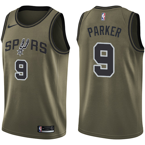 San Antonio Spurs #9 Tony Parker Green Salute to Service Youth Swingman Jersey Youth
