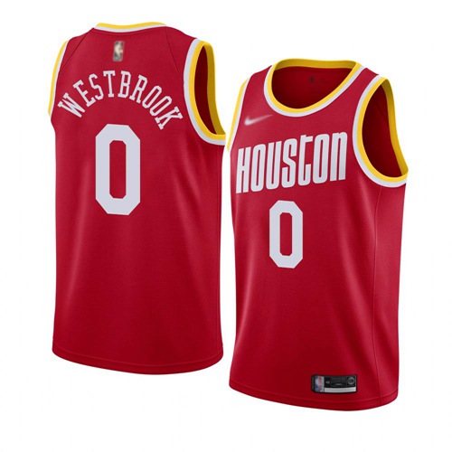 Houston Rockets #0 Russell Westbrook Red Swingman Hardwood Classics Jersey Mens