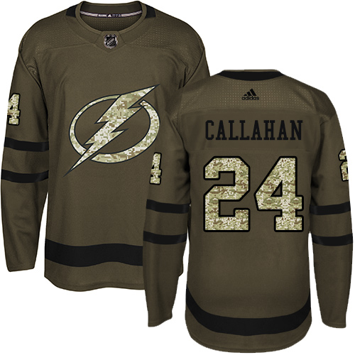 Adidas Tampa Bay Lightning #24 Ryan Callahan Green Salute to Service Stitched Youth Jersey Youth