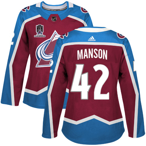 Adidas Colorado Avalanche #42 Josh Manson Burgundy Women's 2022 Stanley Cup Champions Burgundy Home Authentic Stitched Jersey Womens