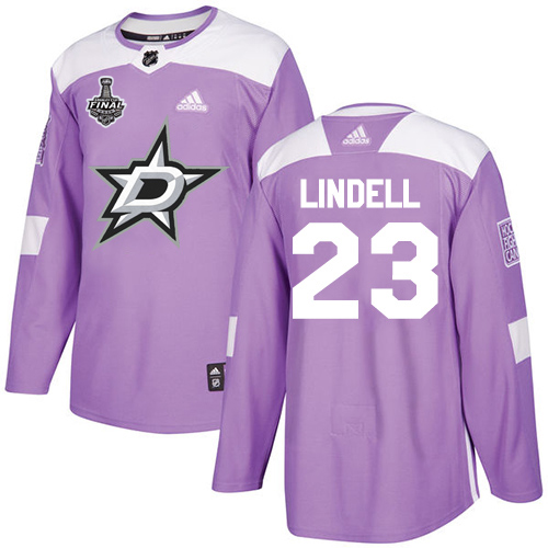 Adidas Dallas Stars #23 Esa Lindell Purple Authentic Fights Cancer Youth 2020 Stanley Cup Final Stitched Jersey Youth